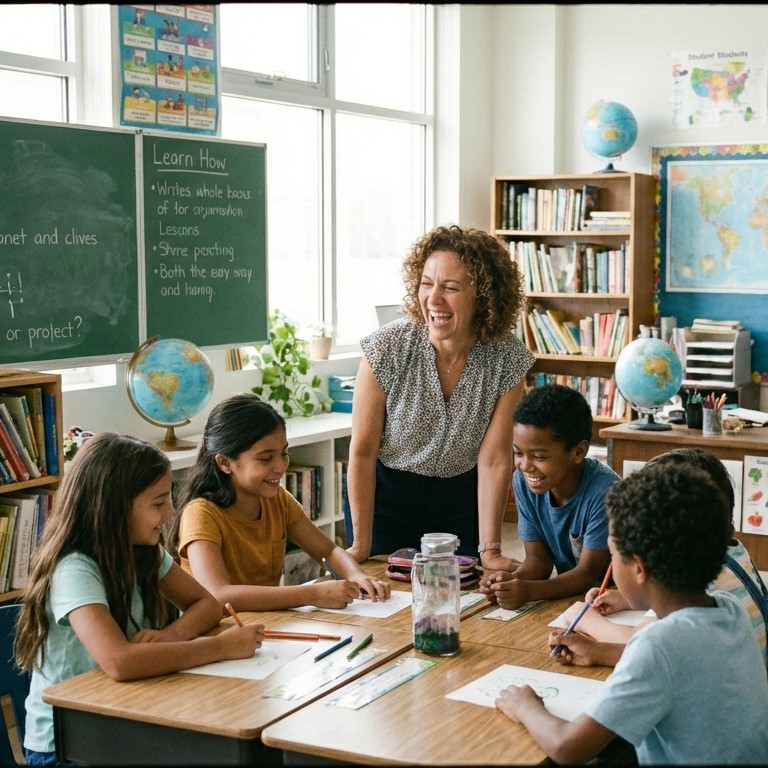 Happy and inclusive classroom with diverse students
